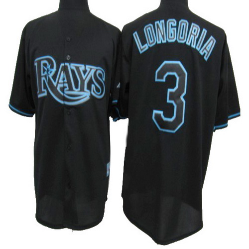 Fashion Tampa Bay Rays 3 Evan Longoria Black Fashion MLB Jerseys